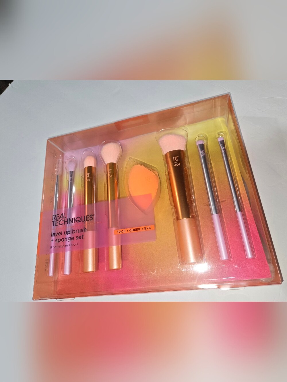 Real Techniques Pink, Rose Gold & Orange Face, Cheek & Eye Brush Set